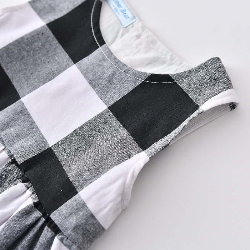 Robe à carreaux simple et décontractée pour fille