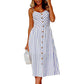Women's Sling Button Backless Dress