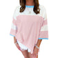 European And American Fashion Striped Color Matching Short-sleeved T-shirt For Women