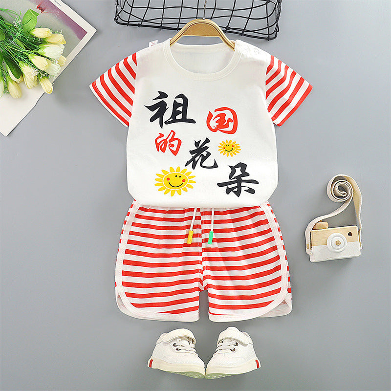 Hildren's Short-sleeved Suit Summer Cotton T-shirt