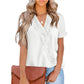 Women's Chiffon Pompom Lace V-neck Short Sleeve Shirt