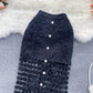 Black And White Hollow Outer Skirt Female Elegant Button Tempered Stickers Falda Party High-end Women's Clothing