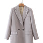 Solid Color Double-breasted Loose Casual Suit Jacket