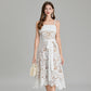 Crocheted Hollow Embroidery Stitching Lace-up Waist-controlled Slimming Dress