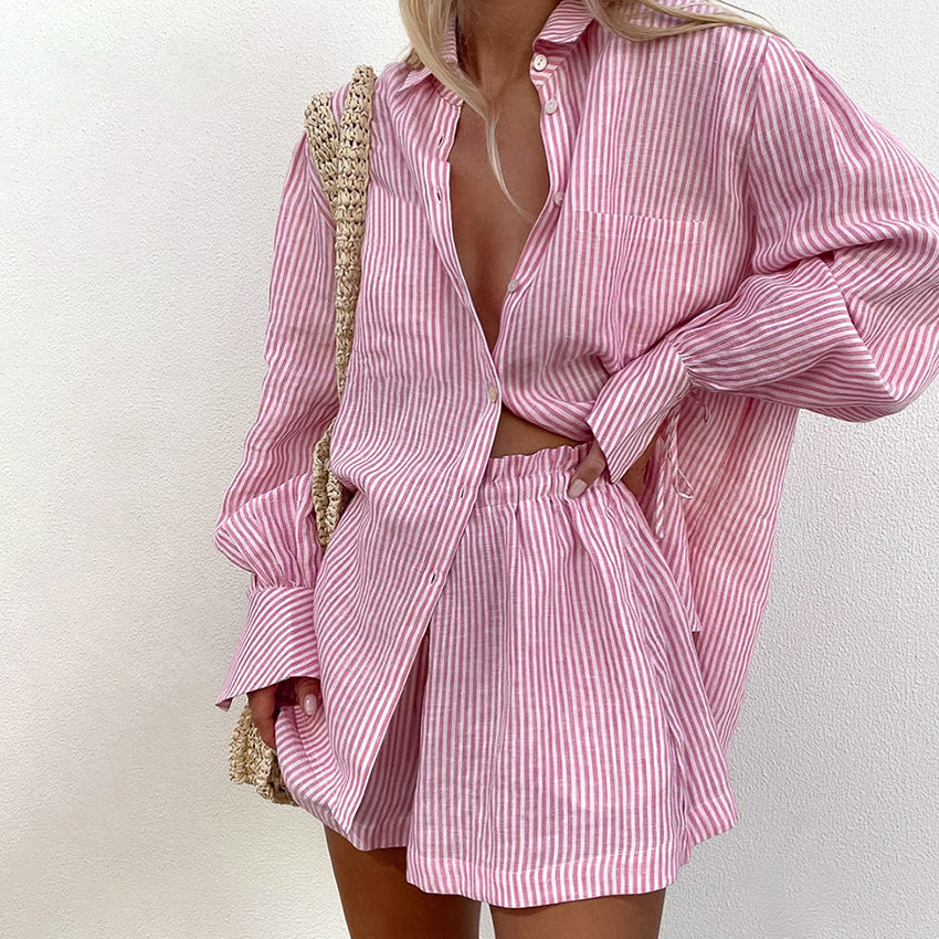 Chemise rayée en pur coton, tenue décontractée