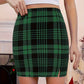 Striped Plaid Contrast Color Hip Skirt High Waist Slit Skirt