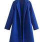 Women's Casual Woolen Lapel Non-buckle Overcoat Coat