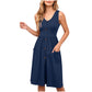 Slim-fit Casual Mid-length Button-down Dress With Pockets