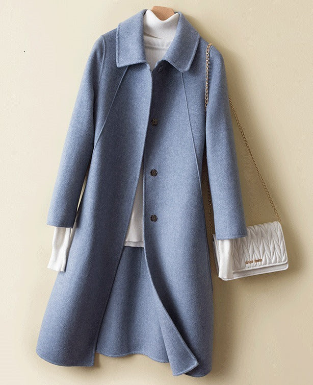 Double Faced Cashmere Womens Mid Length Loose Wool Coat