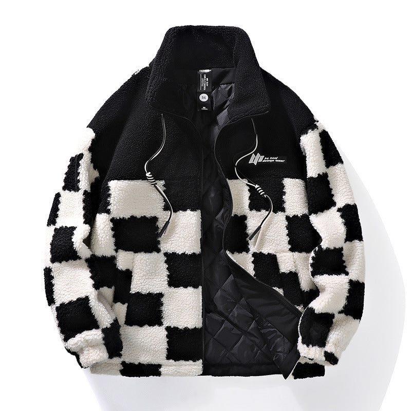Plaid Lamb Wool Coat For Men And Women In Winter