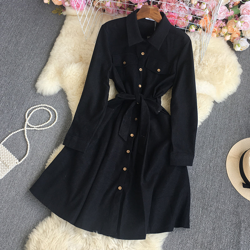 Women's Fashion Temperament Long-sleeved Shirt Dress