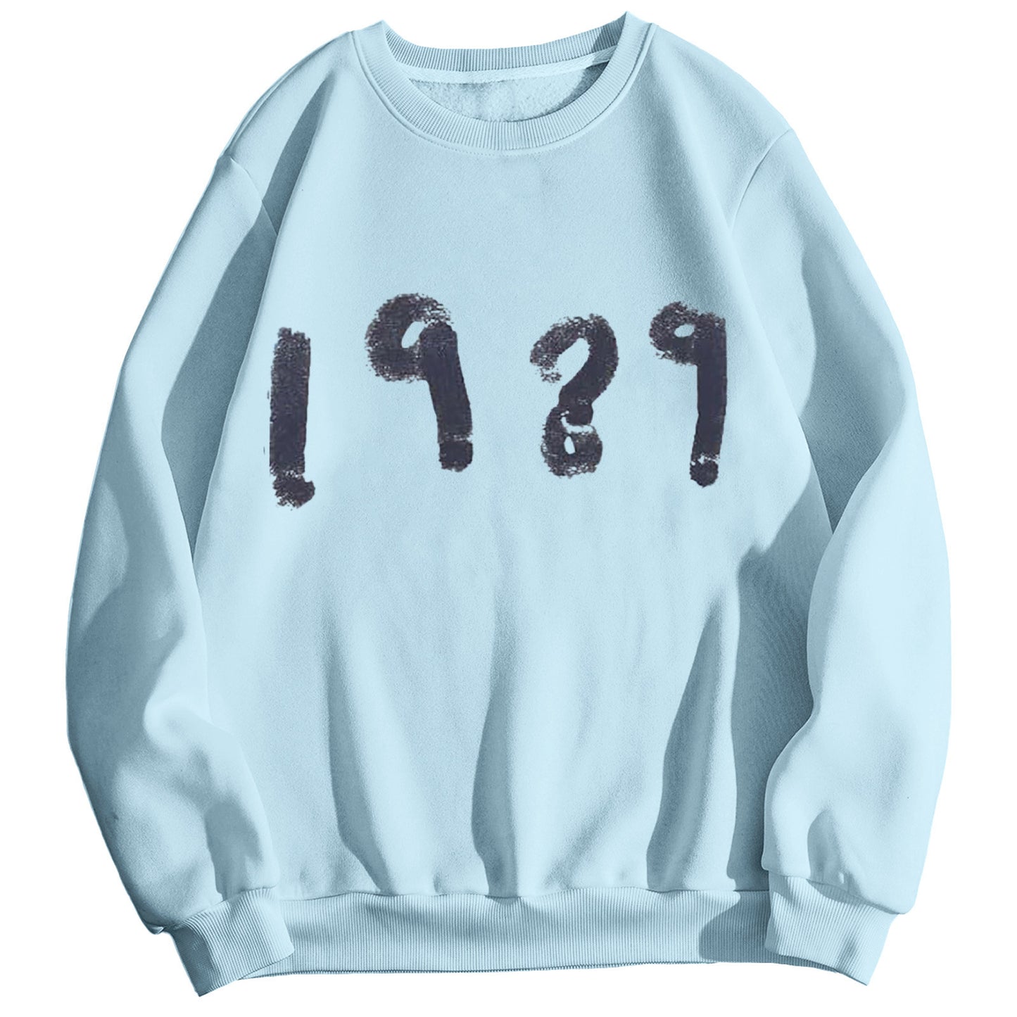 Pull décontracté à manches longues et col rond, style 1989