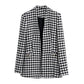European And American Style Houndstooth Texture Pocket Slim Suit Jacket