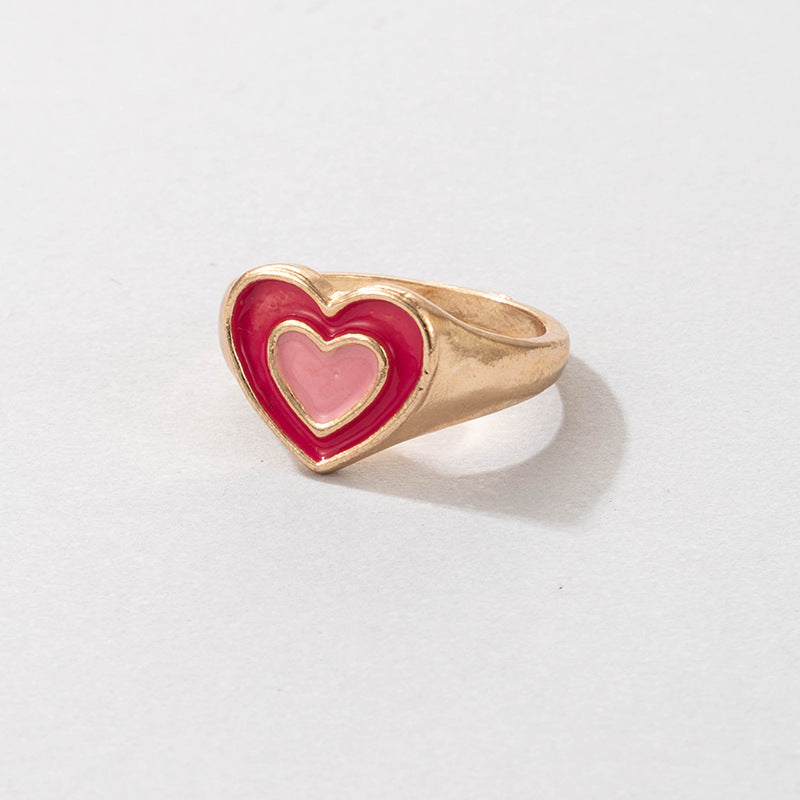 Cute Cartoon Dripping Oil Ins Wind Color Multi-element Single Ring