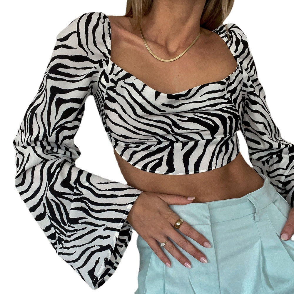 Fashion Blouse With Straps Wrapped Chest