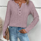 Summer Solid Color Long Sleeve Hollowed Leisure Shirt
