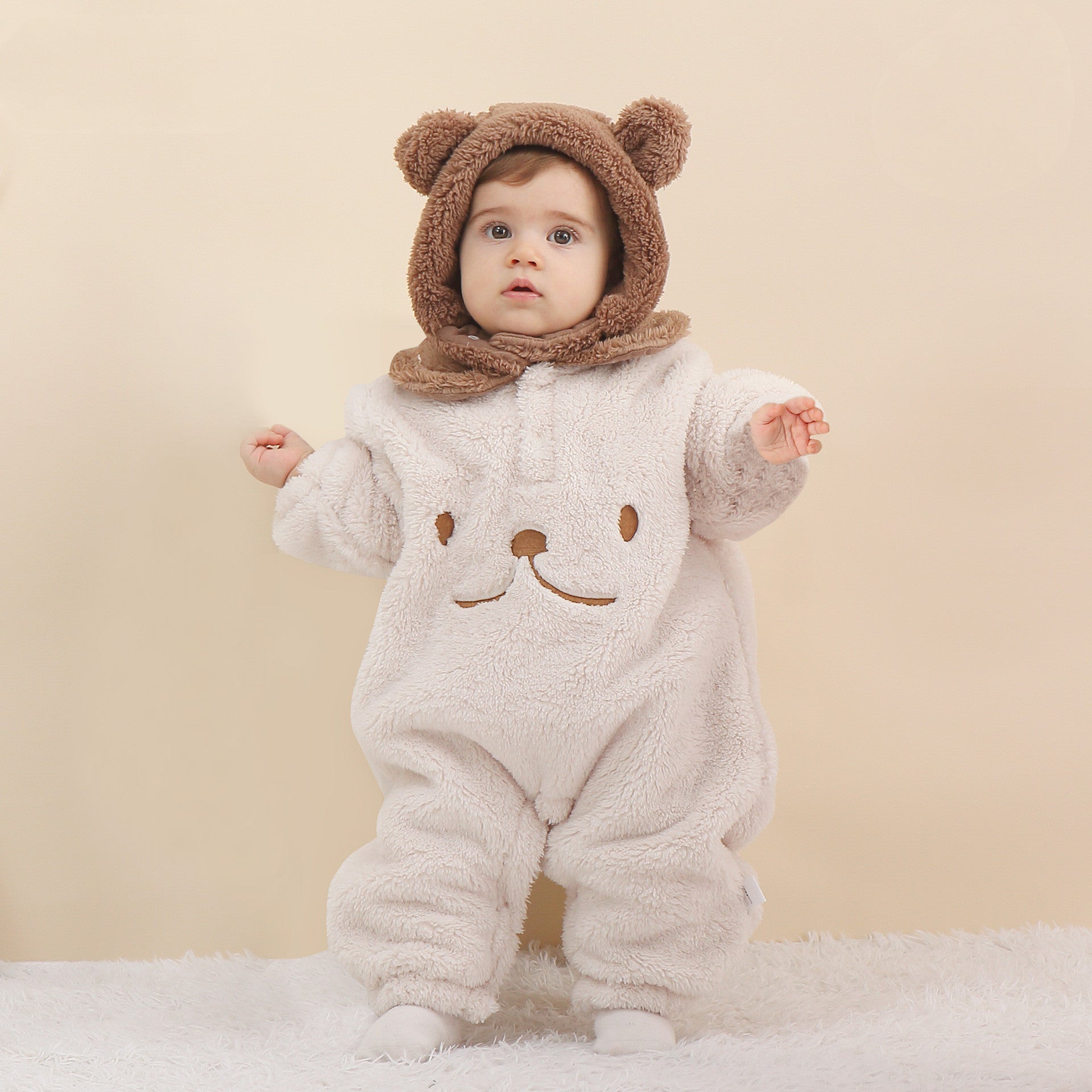 Baby Spring And Autumn New Coral Fleece Home Romper