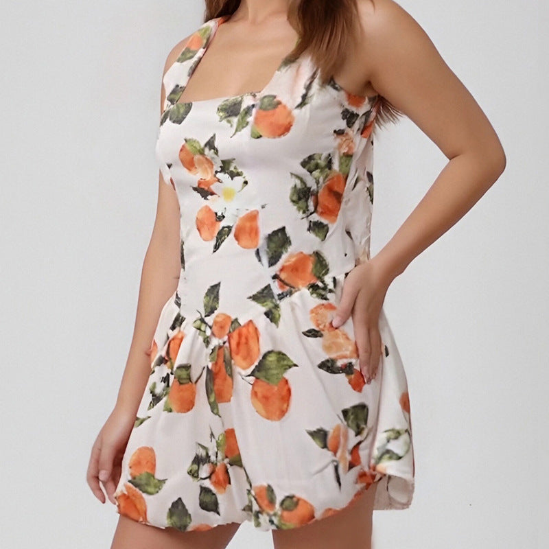 New Stylish Elegant Vintage-style Sexy Figure-hugging Printed Dress