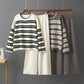 Casual Striped Loose Sweater Wide Leg Pants Two-piece Set