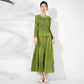 Solid Color Embroidered Long-sleeved Top Handmade Pleated Two-piece Overskirt Suit