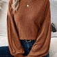 Solid Color Drop-shoulder Long-sleeve T-shirt Casual Loose Bottoming Shirt