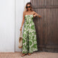 New Summer Resort-style Jumpsuit With A Fresh, Airy Vibe High-waisted Tube-top Design With A Green Leaf Print