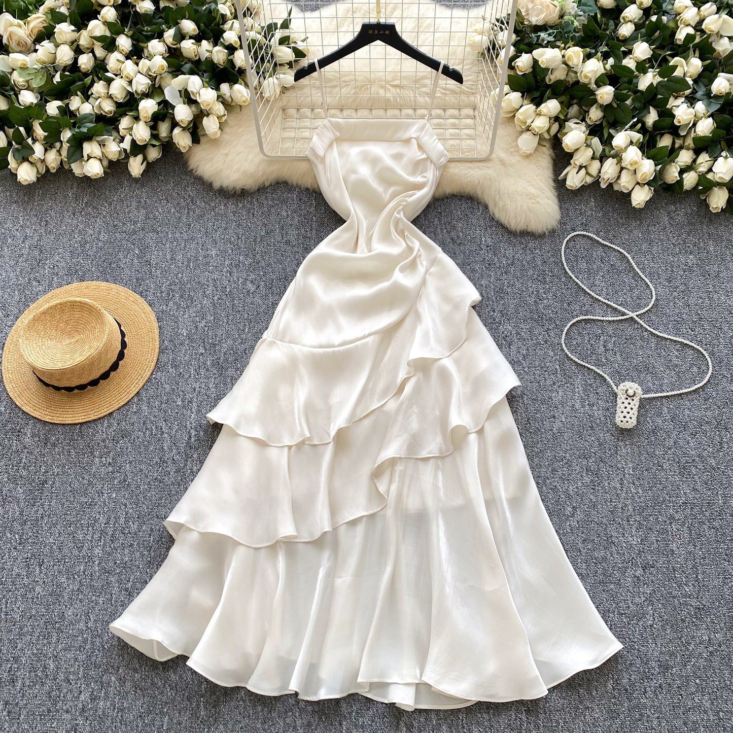 Women's Fashion Ruffles Slim Strap Dress