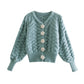 Women's Floral Single-breasted Long-sleeved Cardigan Sweater