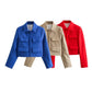Flip Pocket Casual Women's Clothing Polo Collar Long Sleeve Suit Coat