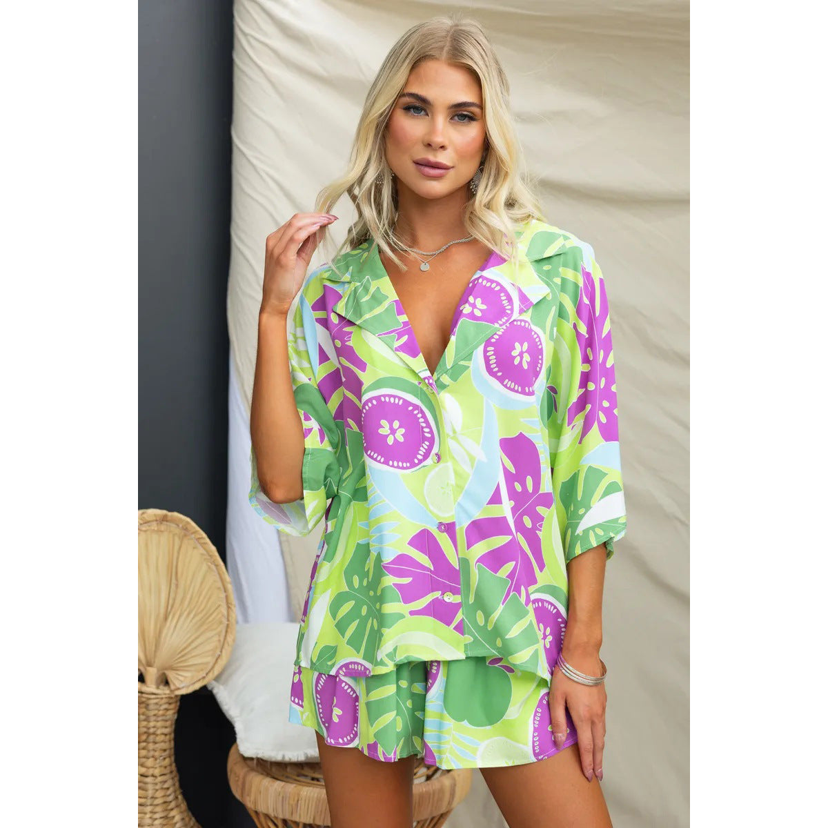 European And American Spring And Summer Lapel Casual Multi-color Suit