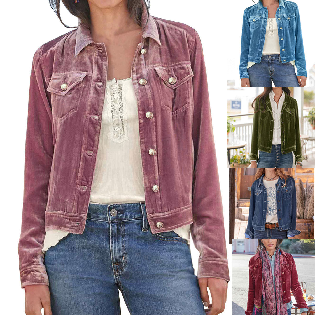 Pleuche Coat Women's Overalls Cropped Jacket