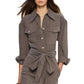 Womens Retro-Style Lapel-Neck Long-Sleeve Lace-Up Dress