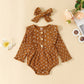 Barboteuse triangle à manches longues en coton simple et tendance pour filles, à rayures profondes et imprimée
