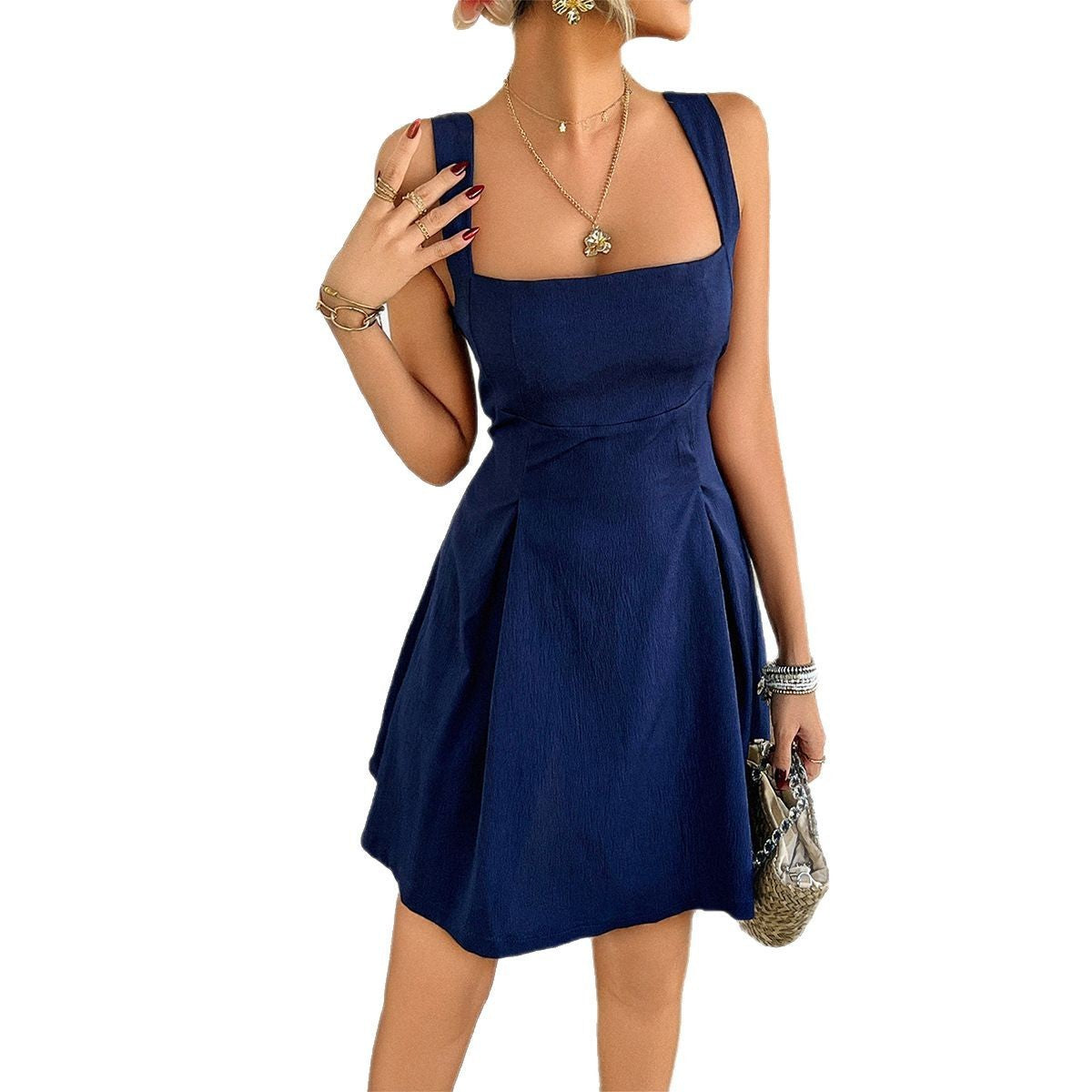 Solid Color Dress European And American Elegant Style