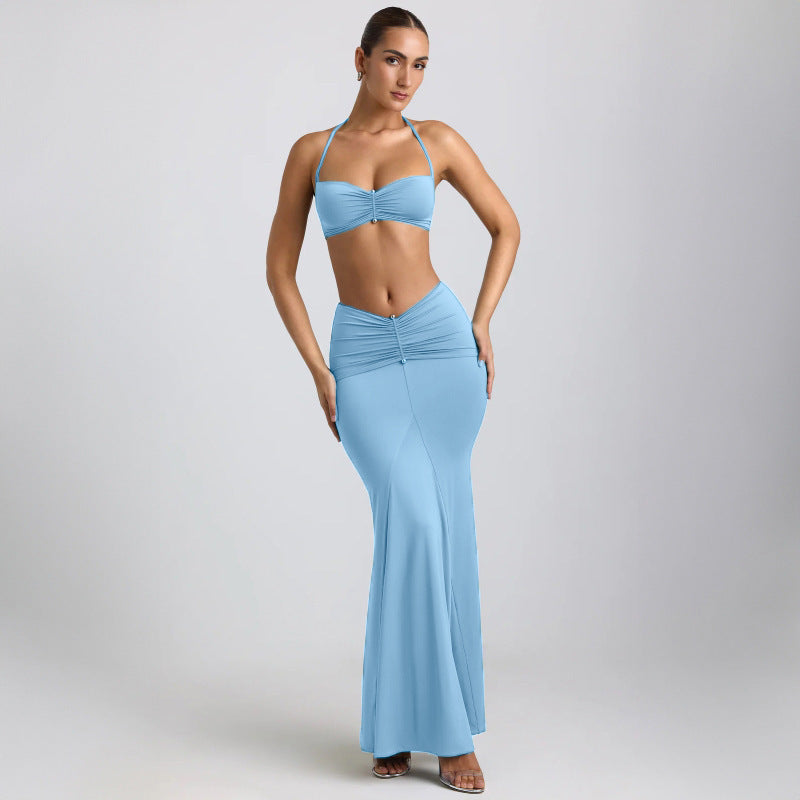 European And American Halter Spaghetti Straps Sheath Skirt Suit