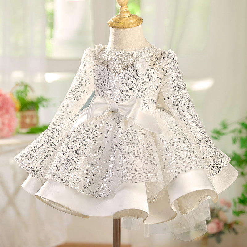 Bow Long Sleeve Puffy Girls Costume For Piano Performance
