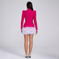 Rose Red Raglan Long Sleeve Ball Gown Dress