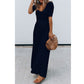 New Round Neck Short Sleeve Long Jumpsuit