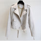 Veste courte en cuir pour femme printemps-automne