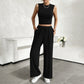 Urban Casual Solid Color Top Vest Pants Suit