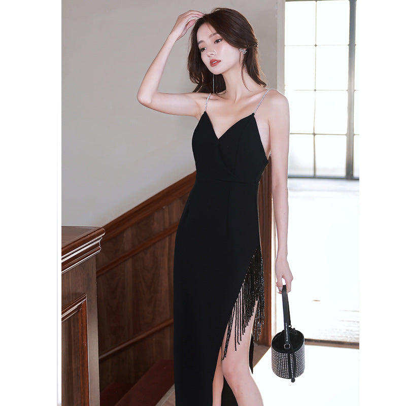 Robe à bretelles de couleur unie, élégante et tendance pour femme