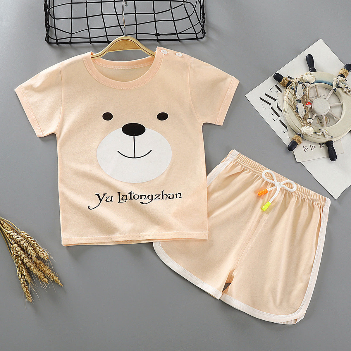 Costume à manches courtes pour enfant Costume deux pièces en coton