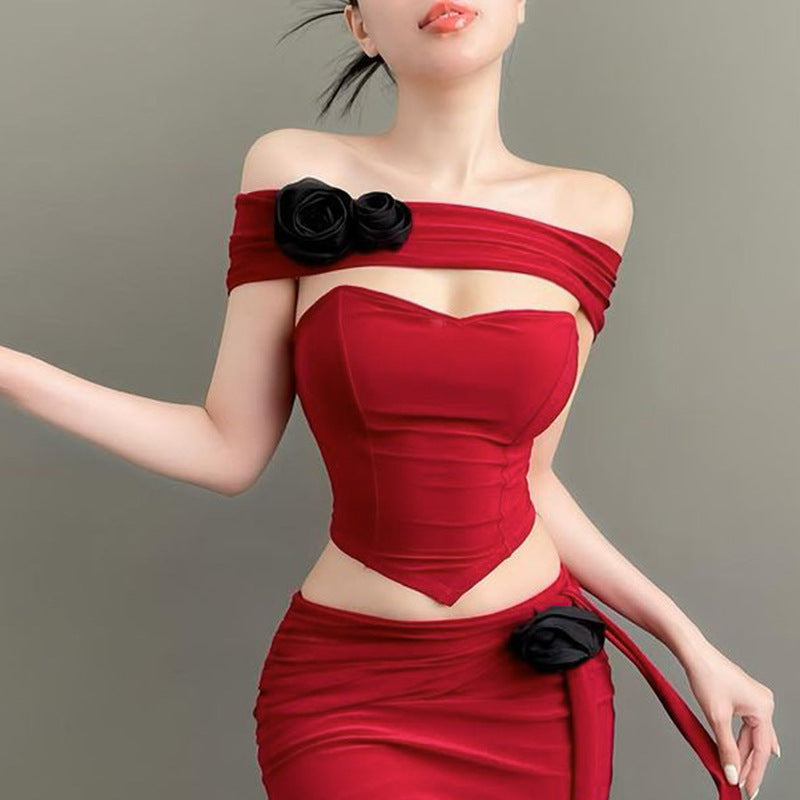 Fashion Flower Slim Fishbone Top