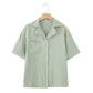 French Lapel Short Sleeve Shirt Outfit Loose Shorts Two-piece Set