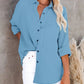 Simple Long Sleeve V Neck Button Ladies Cotton Linen Shirt Women's Clothing
