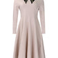Long Sleeve Lapel Elegant Slimming Large Hem Dress