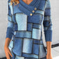 Female V-neck Casual Printed Pullover