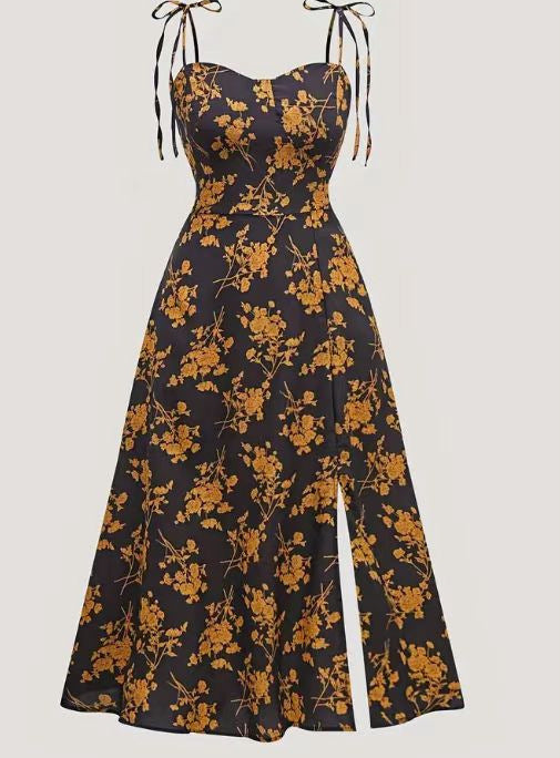 Waist-tight Floral Slimming Sling Dress