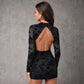 Hollow-out Flocking Sheath Slim Dress For Women