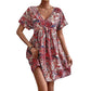 Fashion Women V-neck Printed Dress